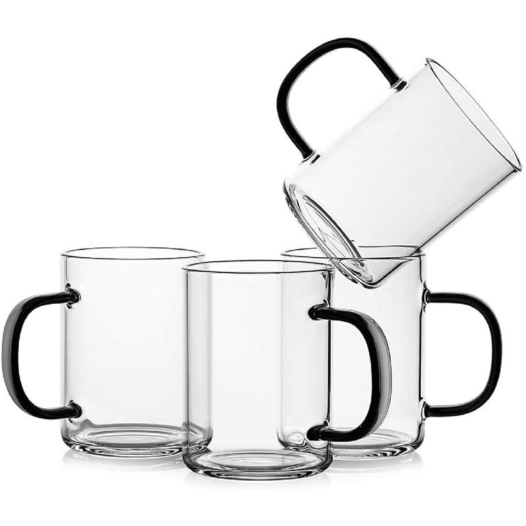 lameishuju Clear Borosilicate Glass Coffee Cups 11Oz,LeadFree Drinking Glasses,Premium Tea Cups